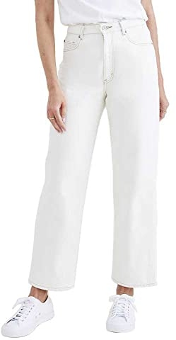 DOCKERS Coupe Droite en Jean Taille Haute High Waist Cut Straight, White Garment Dye, W25 Femme, 25