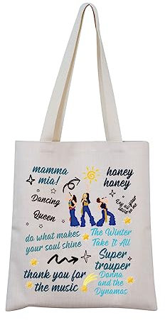 MNIGIU Mamma The Musical Inspired Gift Mia Fans Gift Donna and The Dynamos Fans Gift Dancing Queen Tote Bag, Mia Tragetasche, 14 x 12.59 x 0.4 inches