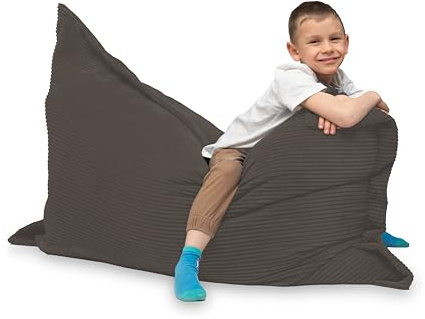 chilly pilley Sitzsack L XL XXL Cordstoff Bodenkissen Beanbag Styropor Füllung Riesensitzsack Cord-Material Sitzkissen zum Liegen und Sitzen 100x155 Braun