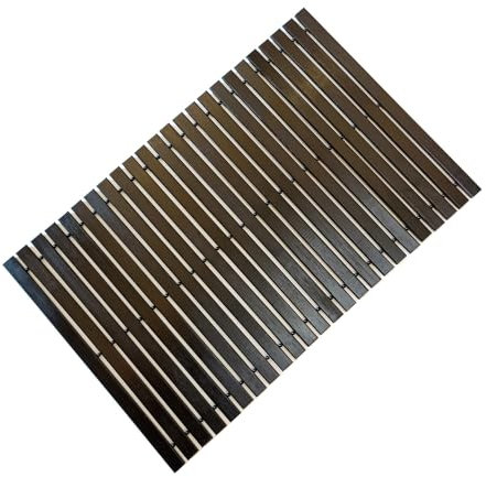 HJJKKH Bath Mat, Wooden Bathroom Mat Rayon Derived from Bamboo 23.6x15.7, Rollable Non-Slip Floor Mat, Wooden Shower Mat for Bathroom, Bathtub, Spa, Sauna, Hot Tub & Outdoor Use - Black