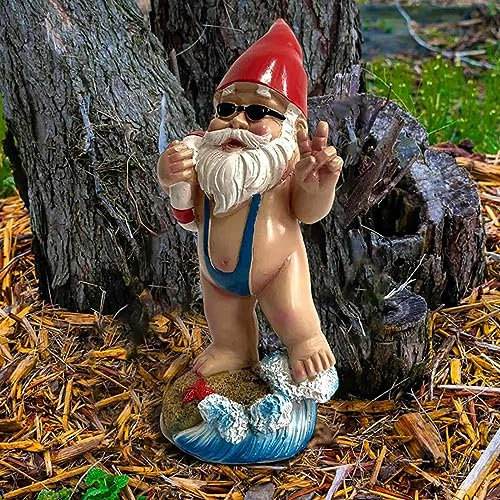 KURKUR Drôle Nains De Jardin Gnomes De Piscine,Maillot De Bain GNOME Anneau De Vie Statues De Jardin,Nouveauté Extérieur Ornements Nain Figurines pour La Décoration d'art De La Cour De PE-A A