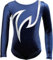 Turnanzug Java Spezial Samt - Stretch-Material langarm Gymnastikanzug Turnbody langärmlich, Größe:158/164, Farbe:Samt Blau - Weiß
