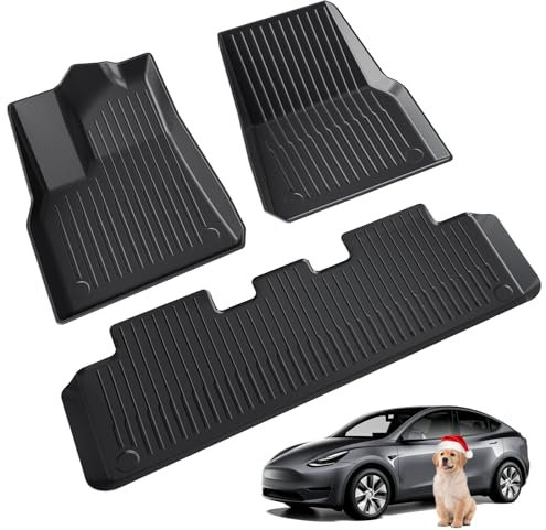 LANTU Fußmatten 3 Pcs für Tesla Model Y Allwetter 3D Hoher Rand rutschfest Wasserdicht Fußmatten 3-lagiges Design Bodenbeläge Model Y 2024 2023 2022 2021 5 Sitze Tesla Model Y Zubehör