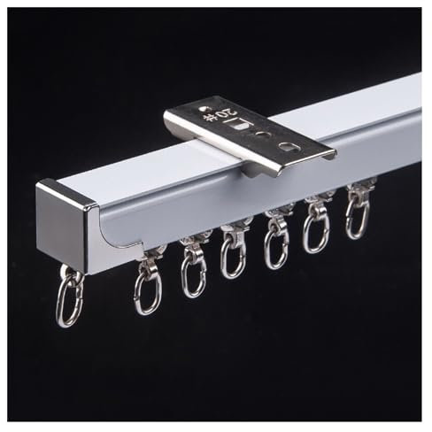 TZUFA Deckenschiene für 1 m - 6 m Vorhangschiene Aluminium Weiße Gardinenschiene mit Leisen Rollen, Robuste Vorhangstange für Raumteiler (Color : Ceiling Mounted, Size : 1.8m(2 * 90cm))