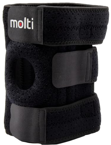molti Kniestütze Kniebandage Knieorthese Sportbandage Knieschoner mit Klettverschluss Kompressionsband Gelenkschmerzlinderung Einheitsgröße für Damen und Männer Kompression Verstellbarer (Schwarz)