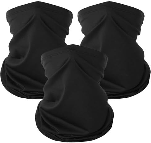 KEYRI 3 Stück Multifunktionstuch Schlauchschal Loopschal Winddicht Winter Loop Schal Herren Damen Neckwarmer Elastiche Schnelltrocknend Ski Maske Warmer für Skifahren Radfahren (3 Schwarz)
