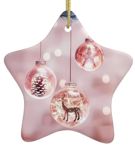 Rosa Weihnachtskugel Druck Personalisierte Weihnachtskugel Keramik Sternform Weihnachten Hängende Ornament Weihnachtsbaum Dekoration Für Freund Freundin Frau Xmas Geschenke