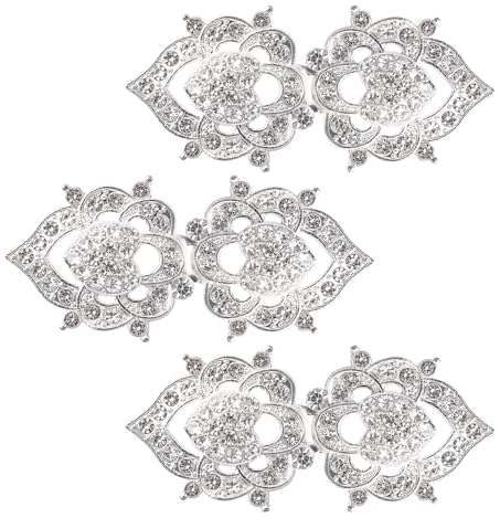 WANDIC Umhangverschluss-Verschlüsse, 3 Stück 6.4 cm Silber Cape Clips Mit Strass Vintage Pullover Knöpfe Schmuck Clips Für Kleidung Pullover Schal