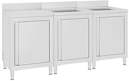 CIADAZ Gastro-Spülenunterschrank, Spülenschrank, Unterschrank, Küchenunterschränke, Spülschrank, Küchenunterschrank, 180x60x96 cm Edelstahl