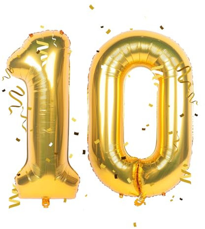 Gold Luftballon Zahlen 10 10. Geburtstag Deko Folienballon Zahl 10 Riesenzahl Ballon 10 Party Hochzeit Kindergeburtstag Geburtstag Nummer 10