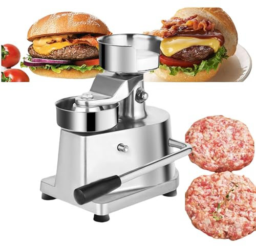 Hamburgatrice Pressa per Hamburger in Acciaio Inossidabile, per la Produzione Professionale di Hamburger con Un Diametro di 130 mm, Inclusi 500 Carta Cerata, Piedi in Gomma robusti,150mm