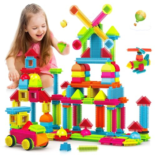 obakaer Stickle Bristle Building Blocks Bricks 108PCS Toys for 3 4 Year Old | Boys Girls Kids Bricks Toy, Enlarge Building Blocks, Safe and Durable Construction Toys for Toddlers Christmas Birthday Gifts