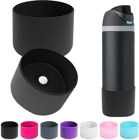 2 fundas de silicona para botellas de agua Owala de 14/16 onzas, 24 onzas, 32 onzas, 40 onzas, funda protectora antideslizante para botellas de agua FreeSip, Twist y Flip (negro, 24 onzas)