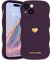 LAPOPNUT Coque Compatible avec iPhone 13(6.1pouces) Femme Aesthetic Sweet Heart Pattern Housse de Protection en Silicone Vagues Bouclées Case pour iPhone 13(6.1pouces) Violet Foncé