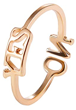 YWJewly Verstellbares geflochtenes Band Stil Ja Nein Buchstaben Englisches Alphabet Ringöffnungsdesign Verstellbarer Ring Ringe Mit Naturstein (Gold, One Size)