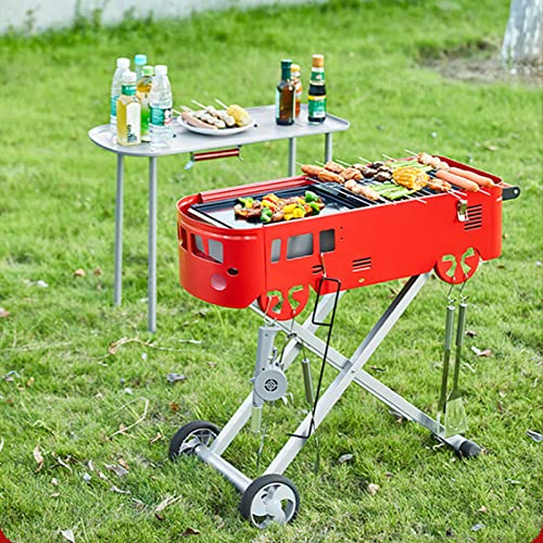 Camping Klapp Auto Tragbarer Grill, mit Klapptisch Home Outdoor Hof Holzkohle Grill Picknick