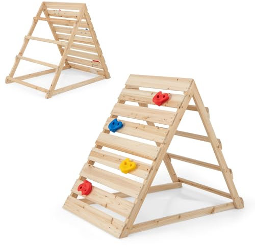 RELAX4LIFE Triangolo da Arrampicata per Bambini, Scala per Arrampicarsi in Legno, Triangolo Stabile, Parco Divertimenti per Bimbi 1+ Anni