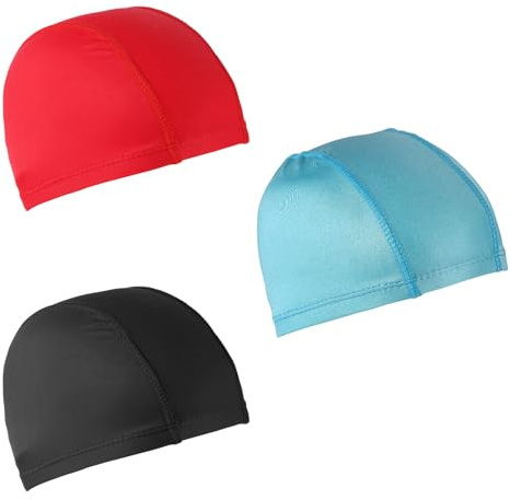 3uds Gorros de Natación Elásticos, Gorros de Natación Unisex Gorros de Baño Antideslizantes Gorro de Piscina para Mujeres Hombres Niños Niñas Cabello Largo y Corto