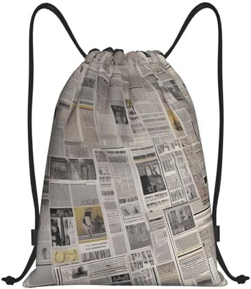 VducK Turnbeutel mit Kordelzug, Rucksack, Sport, Turnbeutel, Zeitung, Sporttasche für Reisen, Schwarz , M