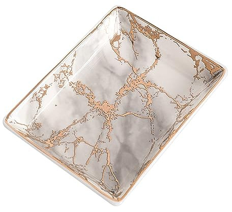 LIFKOME Plateau De Rangement Céramique Avec Motif Marbre Petite Coupelle Dorée Pour Bijoux Écrin Décoratif Et Pratique Pour Maison Et Bureau