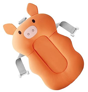 siduytin Cojín para bañera de bebé, soporte de asiento para recién nacido, silla de baño transpirable, almohadilla de malla, bañera, cojines suaves antideslizantes, alfombrilla, Cerdo naranja