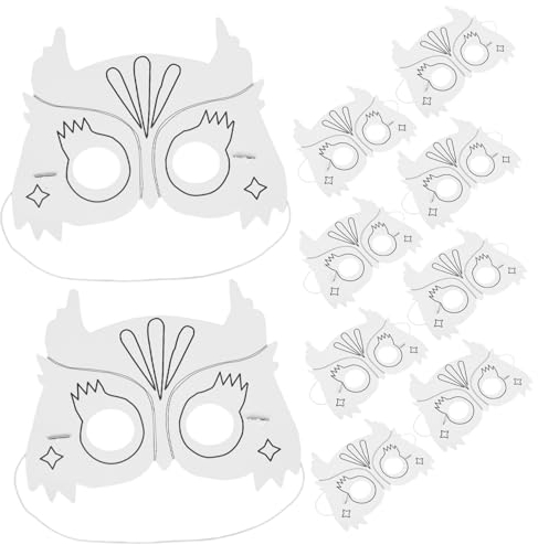 UPKOCH 10stücke Graffiti Maske Leere Papiermasken Für Junge Mädchen Ausmalen Und Basteln Im Tierdesign Eule Kreatives Bastelmaterial Für Partys Und Feste