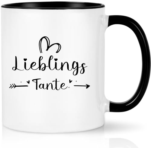 CHUIN DRUCK Kaffeetasse Geschenke für Tante zum Geburtstag Weihnachten Tasse mit Spruch Lieblings Tante Geschenkidee Tante Geschenk Weihnachtsgeschenke, 320ml Rosa