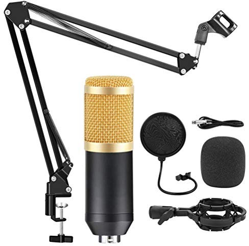 AKALNNB Kit de micrófono condensador profesional BM 800 Studio para grabación vocal, karaoke, microfone con tarjeta de sonido, soporte de micrófono para PC