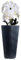 Generisch Blumentopf künstliche Orchidee Schmetterling Textil sehr Gross 140cm XXL Deko wie Echt elegant (Topf schwarz/Weisse Orchideen)