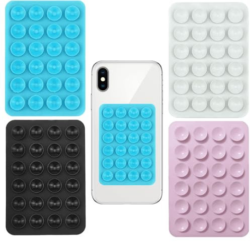 banjiabb 4 Stück Silikon Handyhalterung,Silikon-Saugnäpfe für Alle Handy-Modelle,Silikon Saugnapf Handyhülle,Doppelseitiger Handy Saugnapfhalter,Handy Noppen Halter Rückseite für Alle Handy-Modelle
