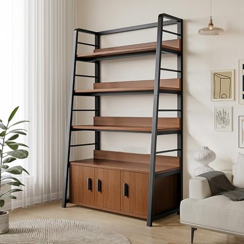 Prateleiras Arrumação Cozinha de 5 Niveles, Muebles Auxiliares de Cocina para Microondas, Estante de Escalera de Metal con Gabinetes for Dormitorio, Sala de Estar, Cocina