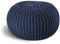 ELYFLAIR® handgefertigter Strickhocker Ø 55cm o. Ø 45cm I Sitzpouf Sitzpuff Bodenkissen Sessel Kissen Sitzhocker Sitzsack - mit eleganter Grobstrick-Optik - Dekoration Interieur (Dunkelblau, Ø 45cm)
