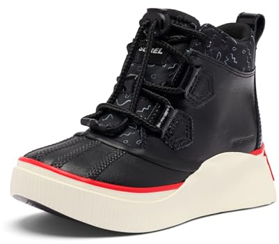 Sorel Youth Unisex Out N About IV Classic Waterproof Boot, Black/Bright Red, 2