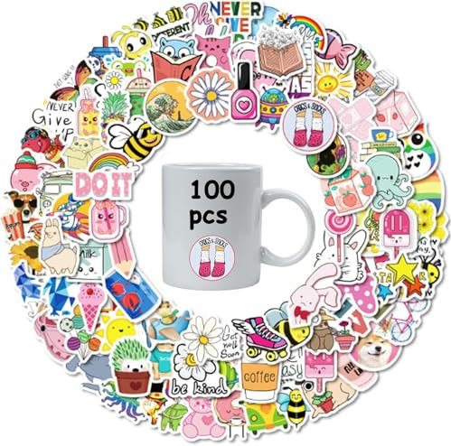 Aufkleber 100 Stück Cute Graffiti Sticker Set, Aesthetic Aufkleber Sticker Set,Wasserfeste Vinyl Stickers Für Diy Dekoration, Laptop Computer, Sammelalbum, Gitarre, Tasse
