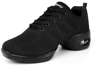 Asyusyu Tanzsneaker Damen Atmungsaktiv Tanzschuhe Dance Sneaker mit Luftkissen für Jazz Line Dance Cheerleading Zumba-39EU