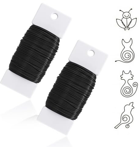 Basteldraht Schwarz, 2 Rolle Draht zum Basteln Schmuckdraht,1mm x 70m Schmuck Draht,Zur Perlen, Blumenarrangements, Weihnachtskränzen, Gartenarbeiten oder persönlichem Schmuck (35m/Rolle)