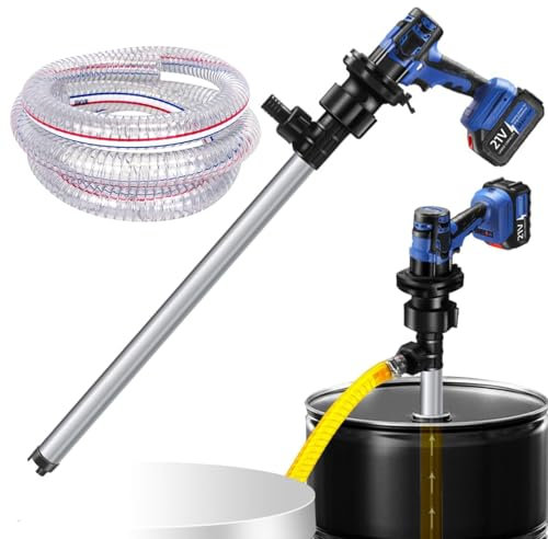 MiBoce 21V Portable Fuel Drum Pump, Electric Oil Barrel Pump, with 4m Outlet Hose, Flow Rate 90-150L/min, 2-Speed Torque Switching, for Diesel/Engine Oil/Hydraulic Oil