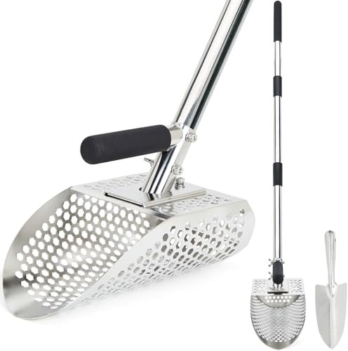 PAMLIAPY Sandschaufel für die Erkennung von Metallen, Edelstahl-Sandsieb-Schaufel mit langem Stahlgriff, Metalldetektor-Schaufel, Metalldetektor Zubehör (Schaufeln mit Edelstahlgriff)