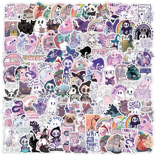 Goth Aufkleber 100 Stück für Wasserflaschen Skateboard Laptop Auto Fahrrad Koffer Gepäck Motorräder Snowboard Helm Motorrad Gitarre Computer,Horror Gothic Sticker für Teenager Mädchen Erwachsene