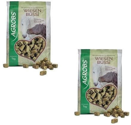 Agrobs WiesenBussi | Doppelpack | 2 x 1 kg | Ergänzungsfutter für Pferde | Hochwertige Basis aus Gräsern und Kräutern | Ohne Geschmacksverstärker und künstliche Zusatzstoffe