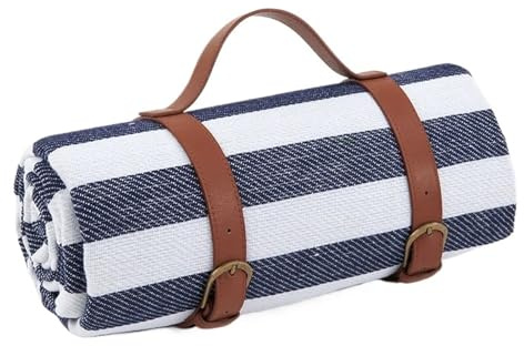 MTKSFDC Picknickdecke 200x200cm Outdoor Picknick Decken Matten Camping Faltbare Pad Decken Mit Leder Griff Wasserdicht Strand Camping Zubehör(Blue 2,200cmx200cm)