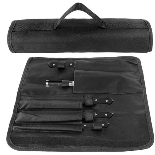 mongtsamz Porta Cuchillos Cocina,Funda Cuchillos Roll,Funda Navaja con Espacio para Cinco Tamaños Diferentes de Cubiertos,Estuche Cuchillos Oxford Almacenamiento para los Amantes de la Cocina