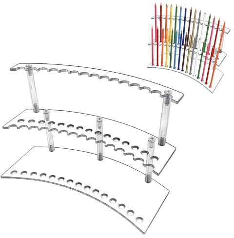 30 Slots Clear Pen Display Stand, Acrylic Pen Holder,Makeup Brushes Holder | 2 Tier Paintbrush Rack Organizer Eyebrow Pen Stand for School Home Office Craft Shows