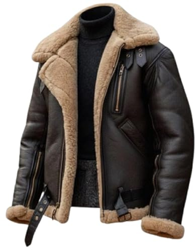 JAKRON RAF B3 Fliegerjacke für Herren, Bomberjacke aus Kunstfell, Winter-Flugmantel