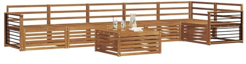 vidaXL Outdoor-Sofagarnitur 7 pcs Natur Massivholz Akazie, Gartenbank, modernes Ecksofa, strapazierfähige Sitzmöbel, Lounge für Terrasse, stylischer Komfort