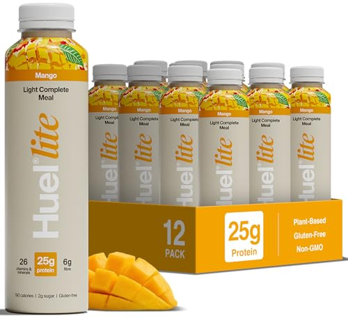 Huel Lite Ready-to-Drink | 12x500ml 25g Protein | Mango | 190 Calories | Low Sugar | High Fibre | Vegan Protein Drink | 26 Vitamins & Minerals