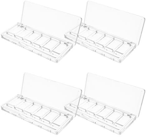 Tavolozza Vuota Trasparente a 6 Scomparti in Plastica, 4 Pezzi | Facile da Pulire, Formato Portatile, Uso Professionale, per Ritocchi fuori Casa