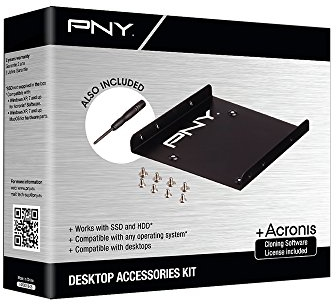 PNY-Installationskit für SSD oder HDD 2,5 mit eingebautem Slot, externem USB 3.0 - Slot und Klon-Software.