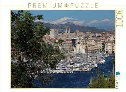 CALVENDO Puzzle Blick vom Jardin du Pharo in Marseille auf den Vieux Port | 1000 Teile Lege-Größe 64 x 48 cm Foto-Puzzle für glückliche Stunden
