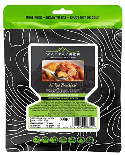Wayfayrer Food Pouches MRE Ration Pack Hot Food Kits D of E Scout Meal Outdoors (All Day Breakfast)
